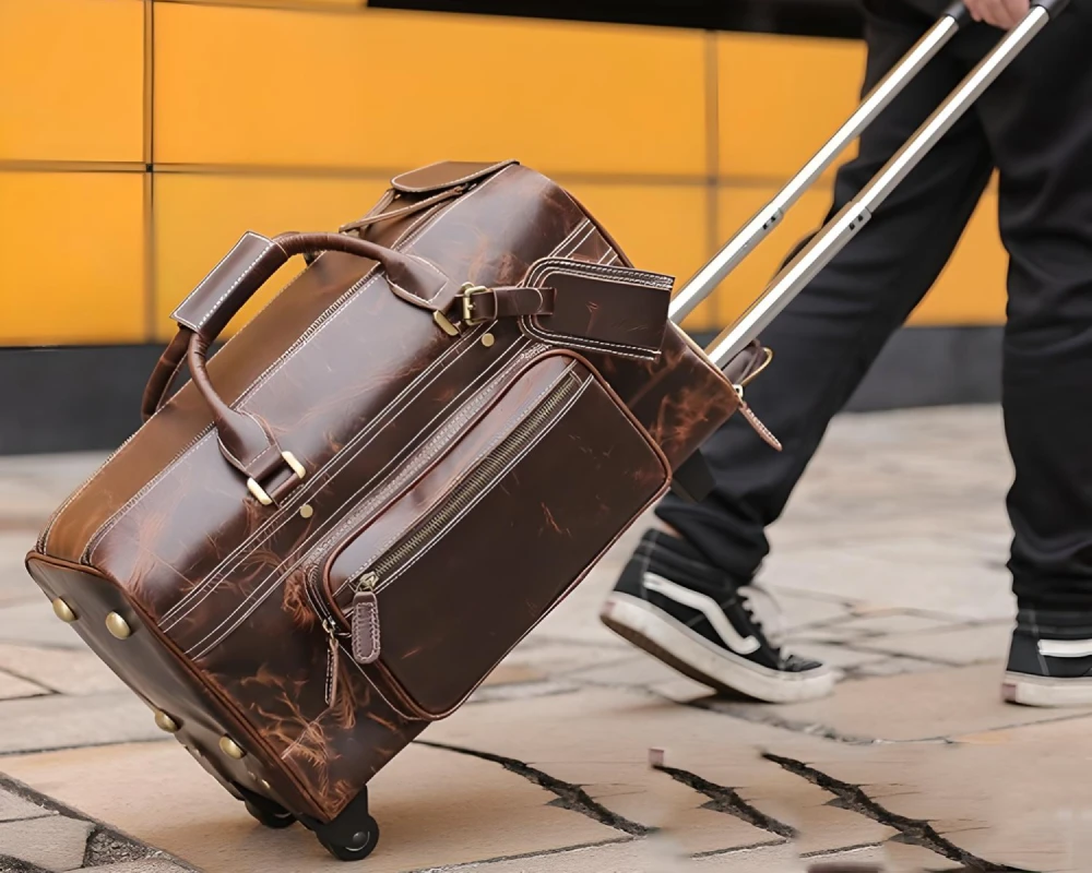 leather travel carry on bag